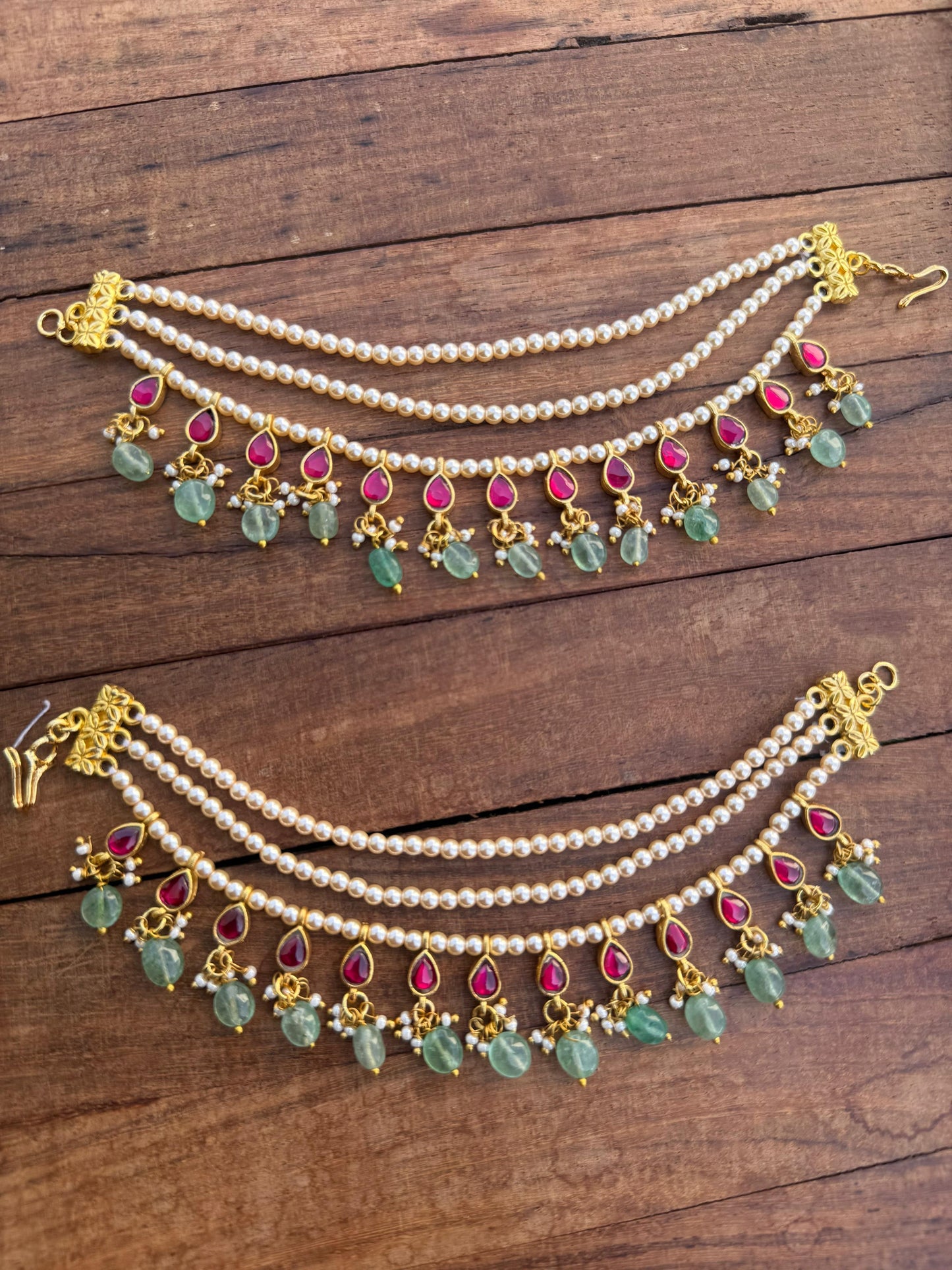 Pearl real kundan hanging maatis 6