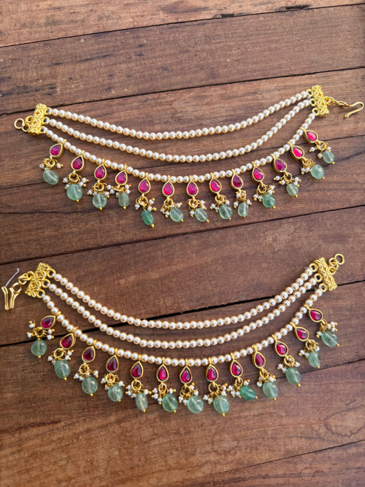 Pearl real kundan hanging maatis 6