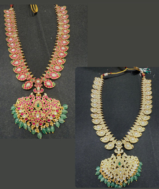 2 in 1 reversible rea kundan jadau long mango haram