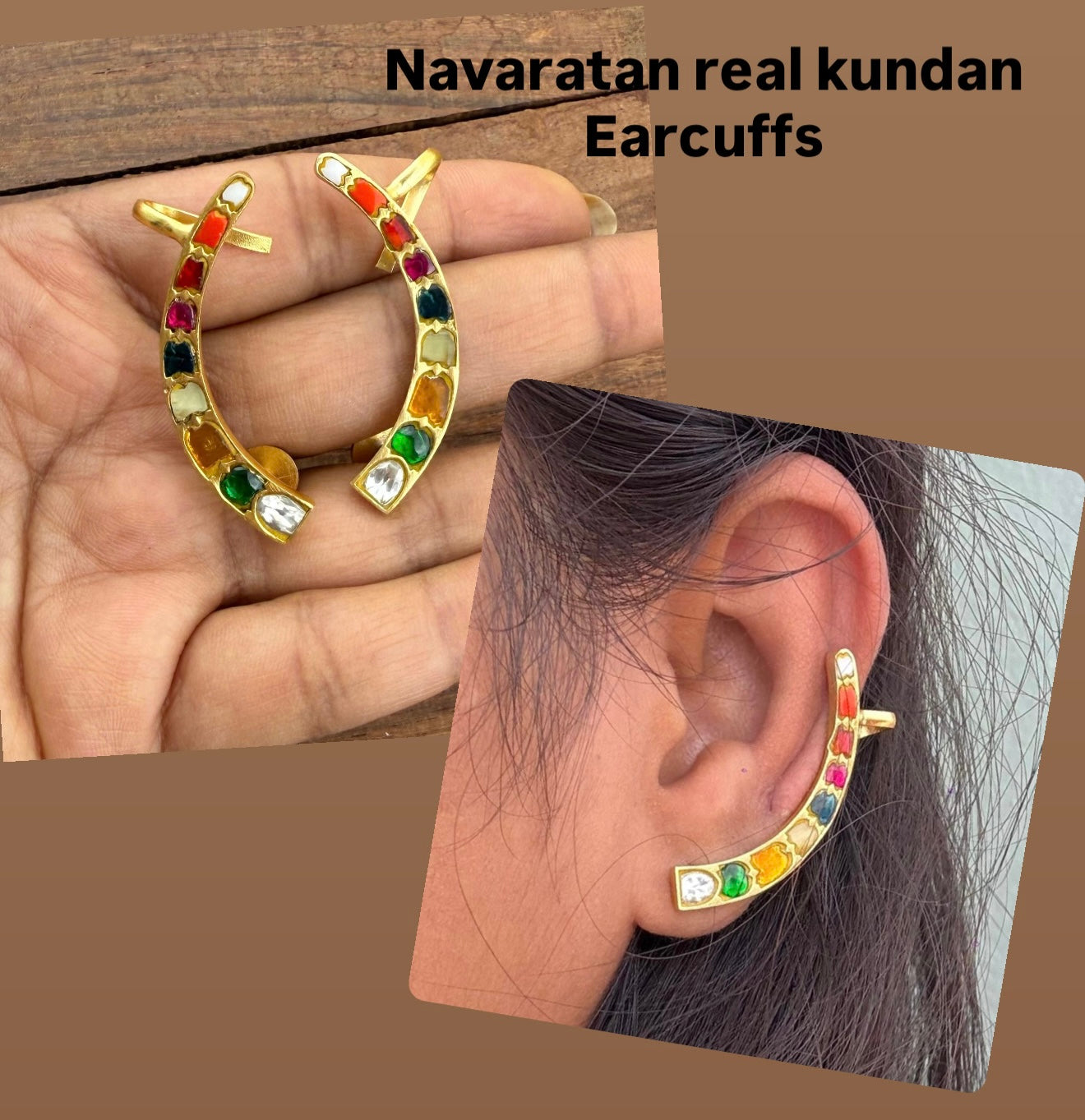 Navaratan real kundan earcuffs