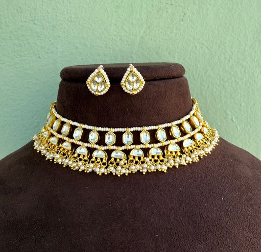 Two layered real Kundan pearl necklace