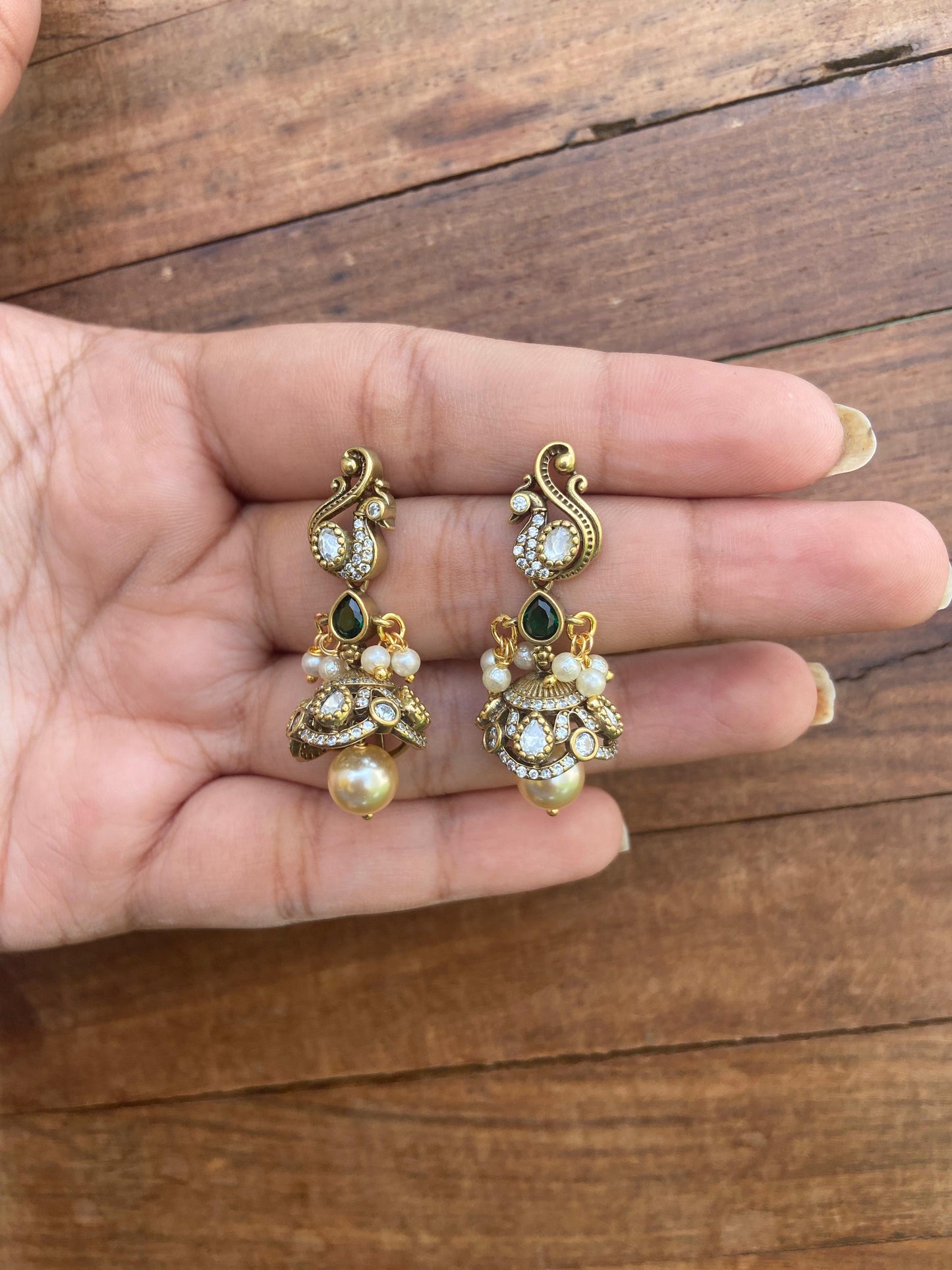 Peacock victorian small jhumkas