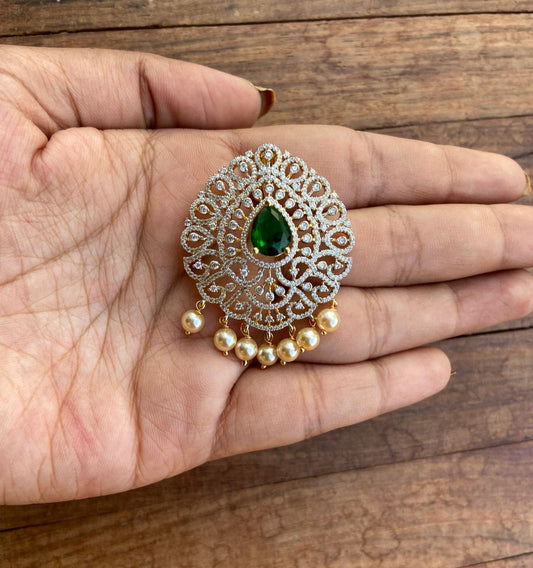 Diamond look alike emerald stone necklace