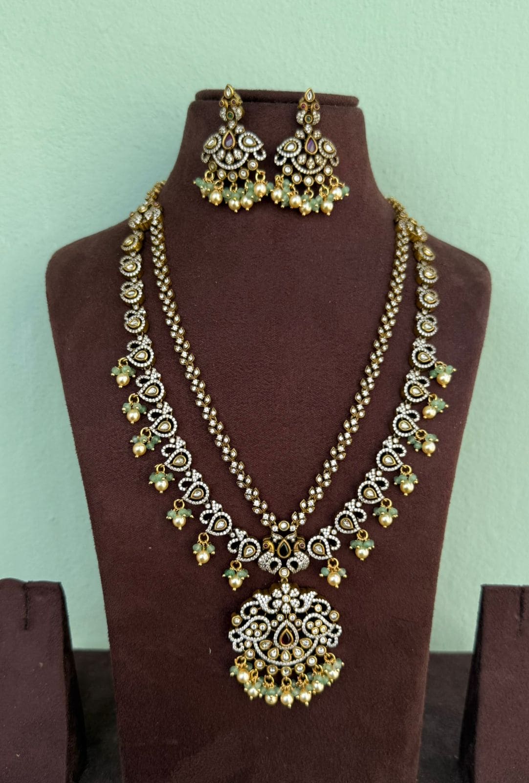 Two layered peacock Victorian necklace