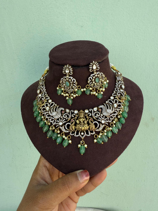 full of peacock Lakshmi devi necklace with earrings