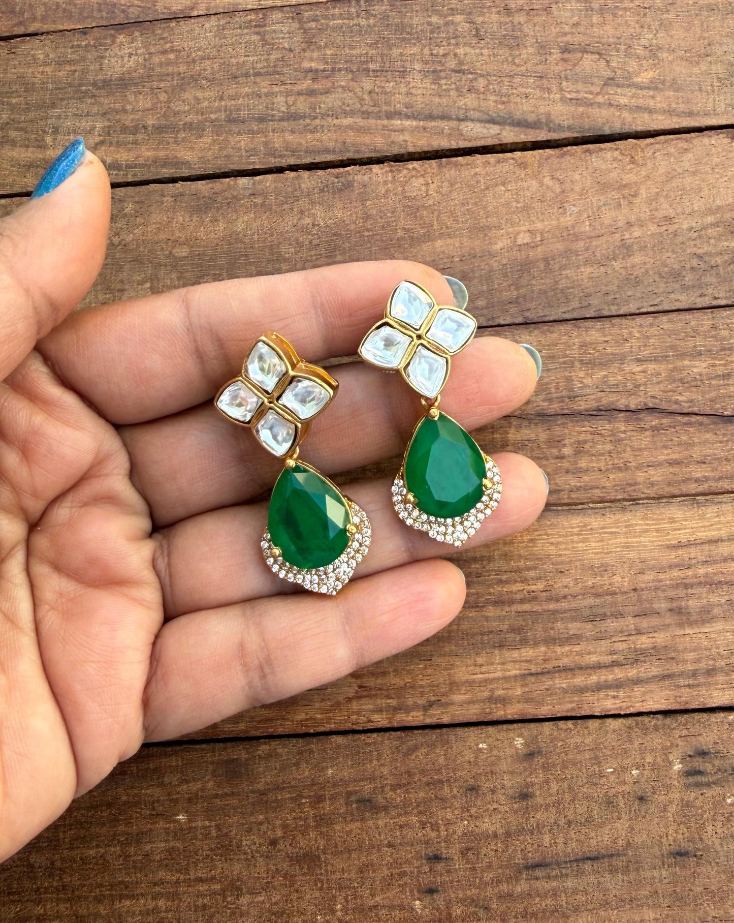 Four stone moissanite double stone western earrings