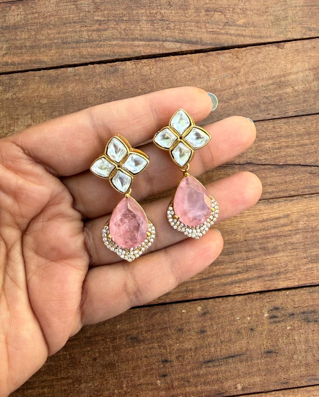 Four stone moissanite double stone western earrings