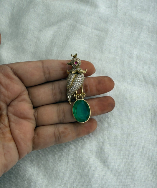 Full of stones Parrot emerald locket