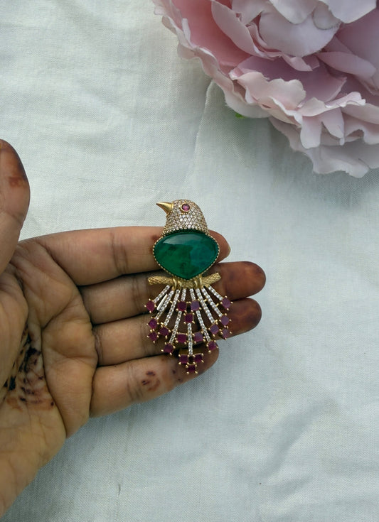 Diamond look alike Full of stones Parrot emerald locket design2