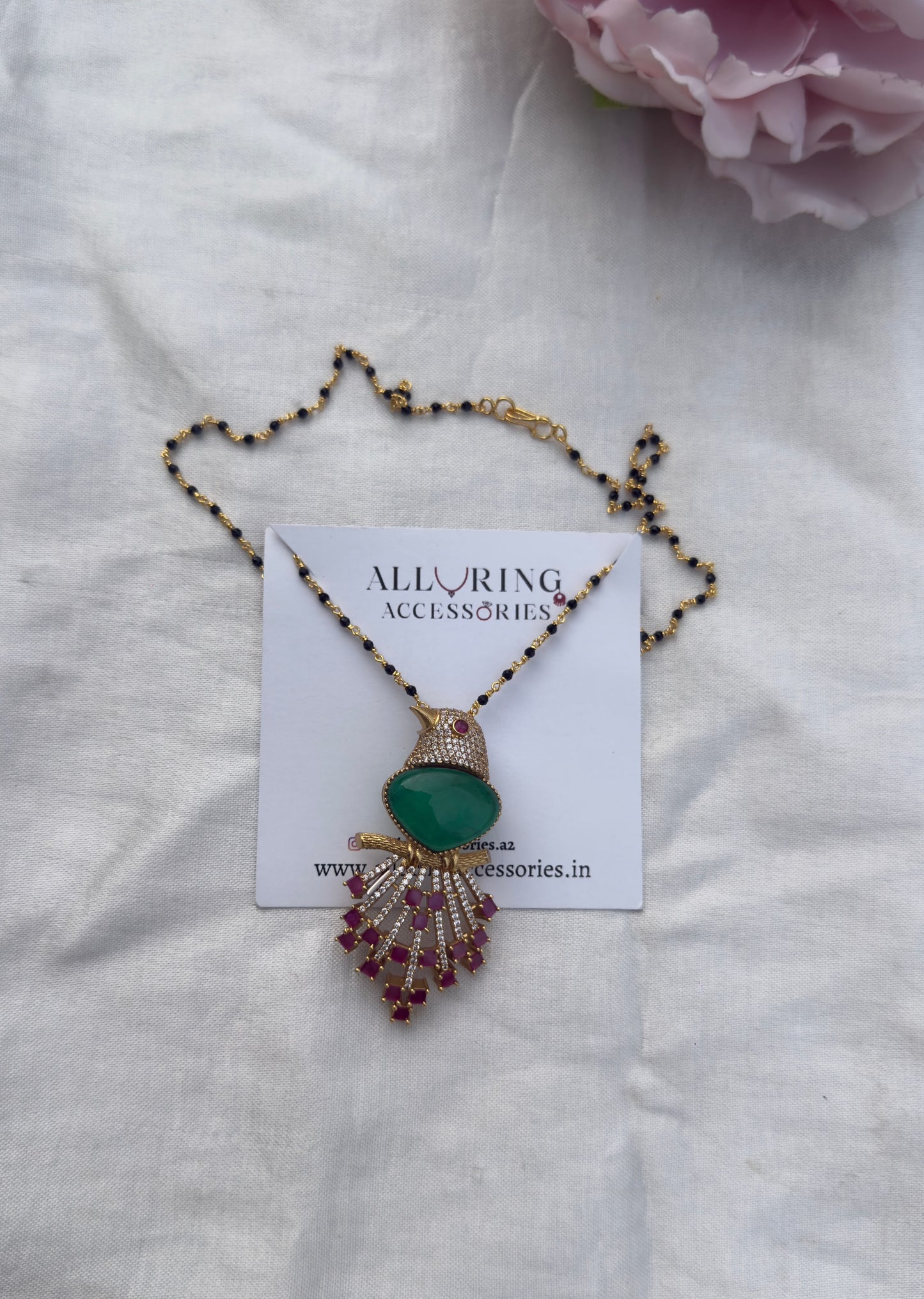 Diamond look alike Full of stones Parrot emerald locket design2