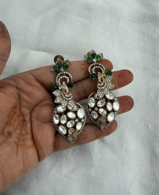 Stylish Moissanite green stone designer earrings design2