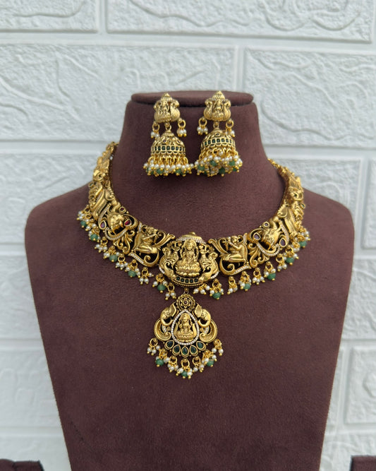 Designer lakshmi devi elephants with jhumkas design3