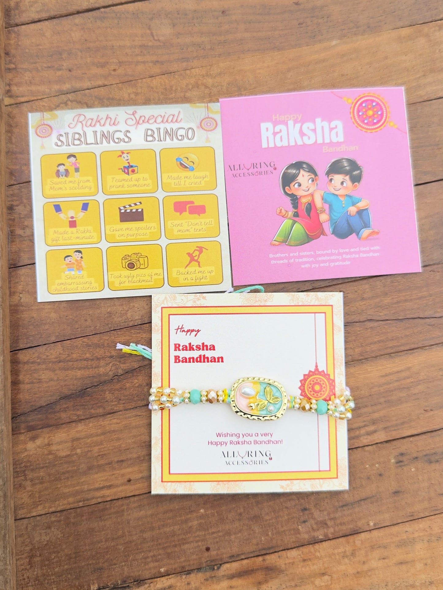 Pearl Floral Pink Yellow Rakhi