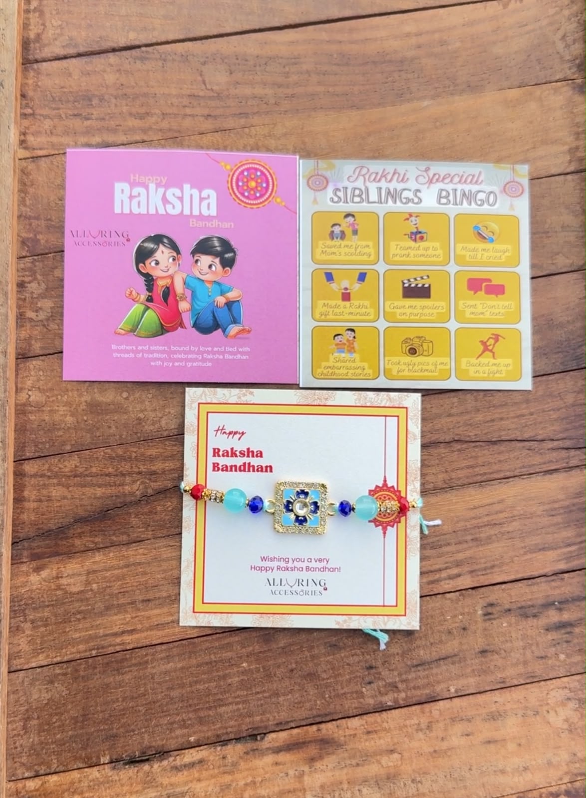 Flower Blue Rectangle Rakhi