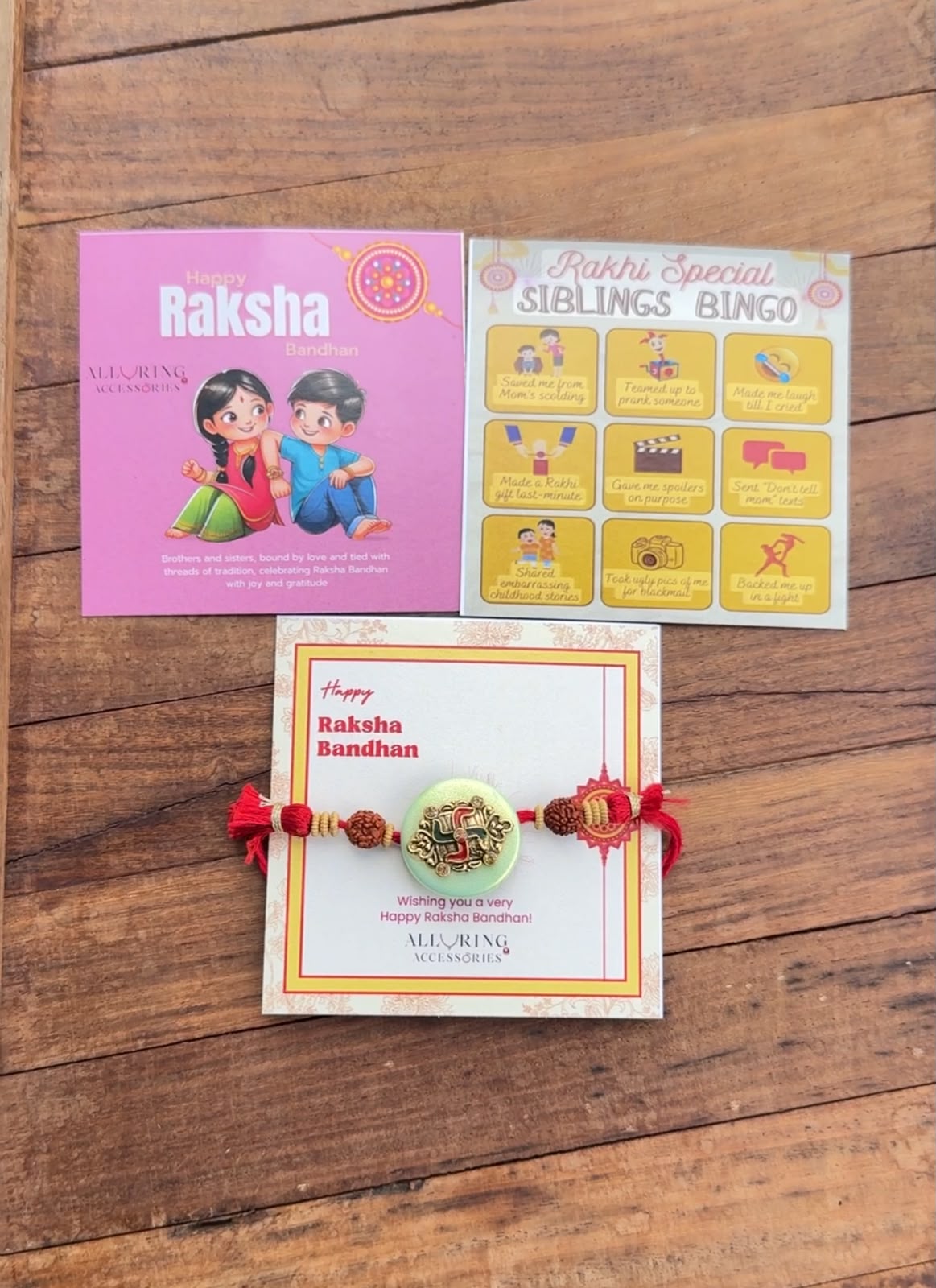 Swathik Rudraksha Rakhi Design1(Random Colour Option)