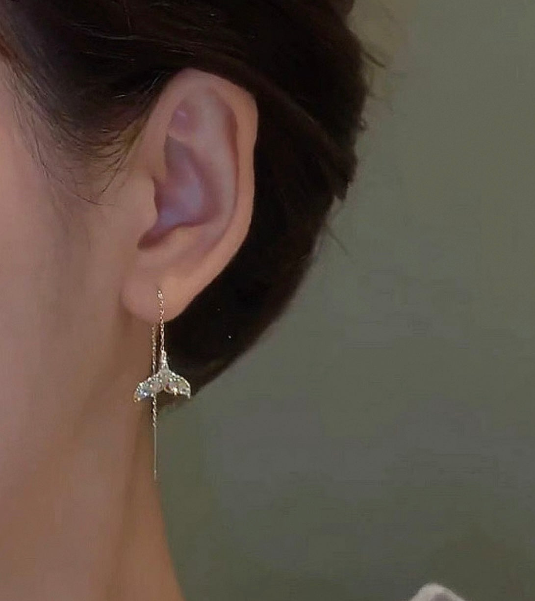 Sterling silver Mermaid or fishtail string or sui daga earrings