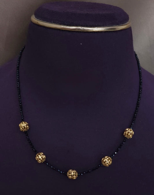 Full of nakshi ball black beads necklace