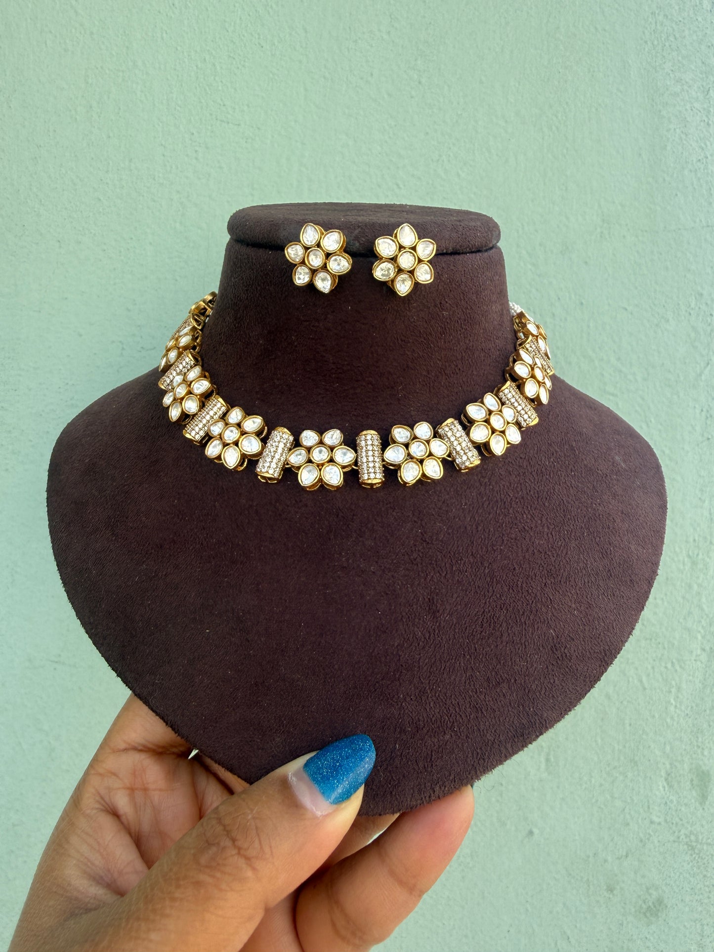 2 in 1 moissanite flower elegant necklace