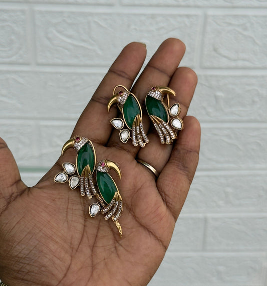 King fisher bird real kundan locket combo