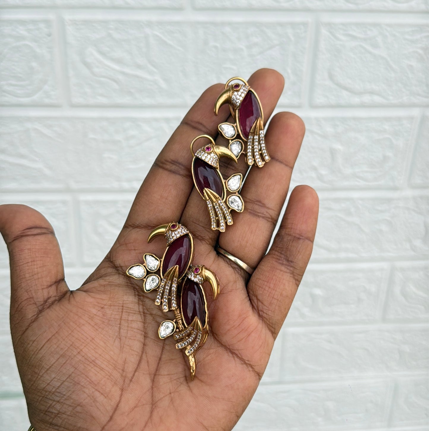 King fisher bird real kundan locket combo