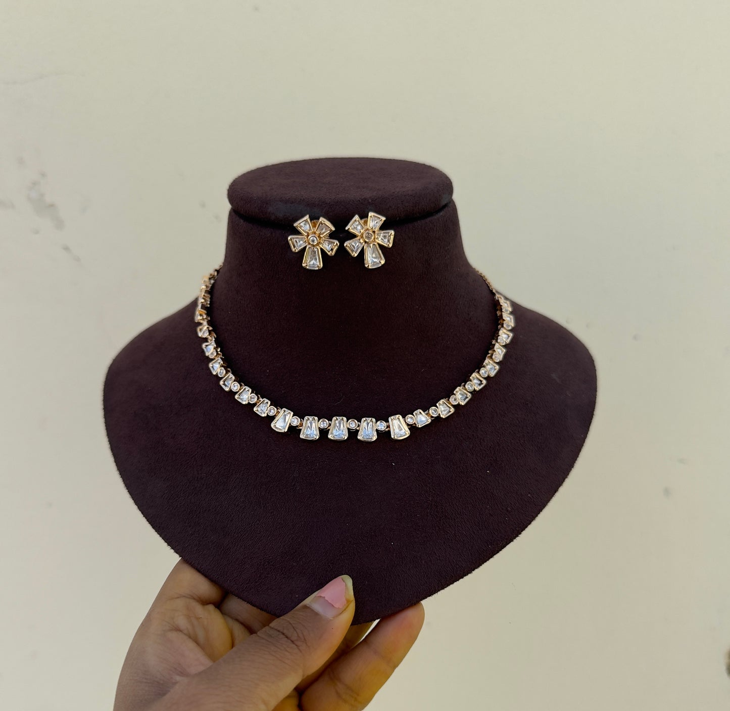 Polki rosegold budget necklace with studs