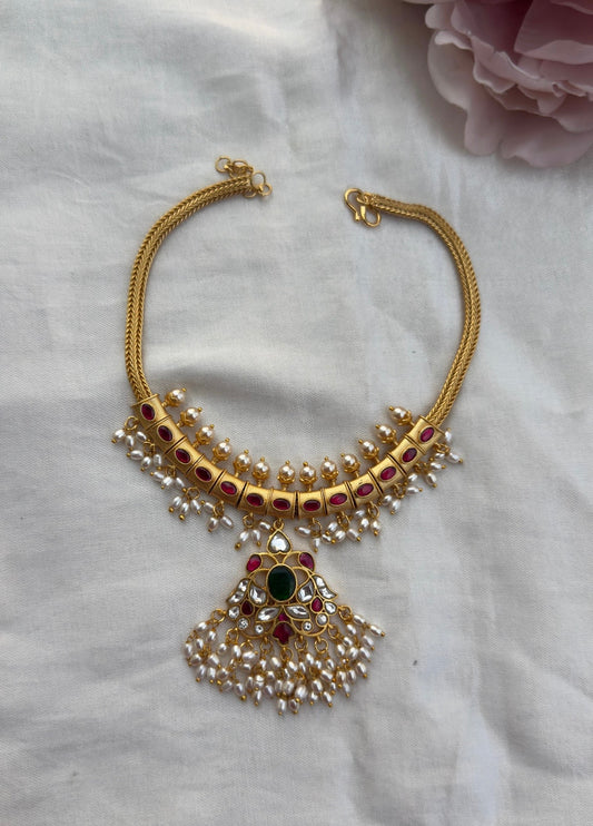 Traditional guttapusalu real kundan nano necklace