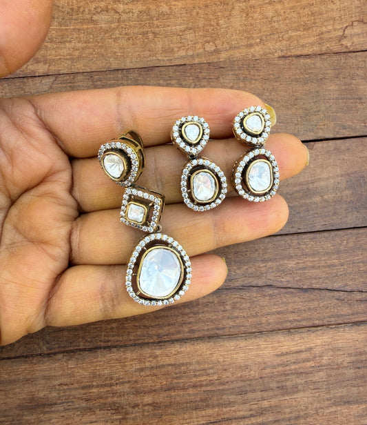 Full white moissanite locket with earrings ( pre order 10/15 days )