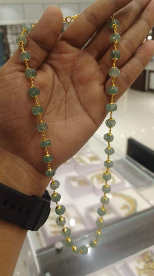 Green pumpkin beads mala or necklace