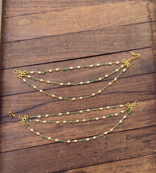 Green white pearl swarovski champasavaralu / maatis