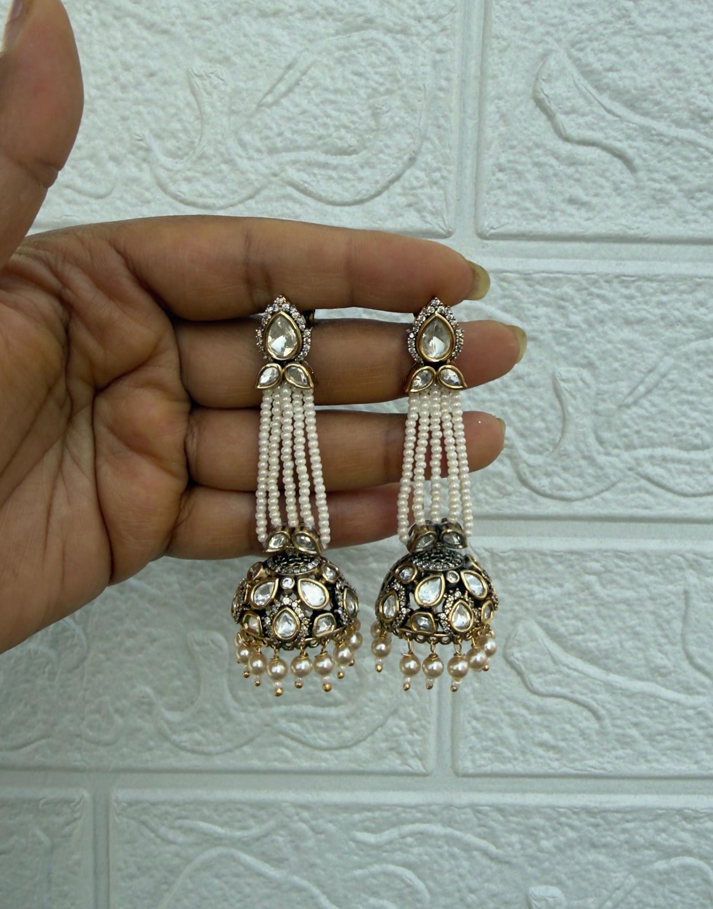 White moissanite stylish pasha earrings