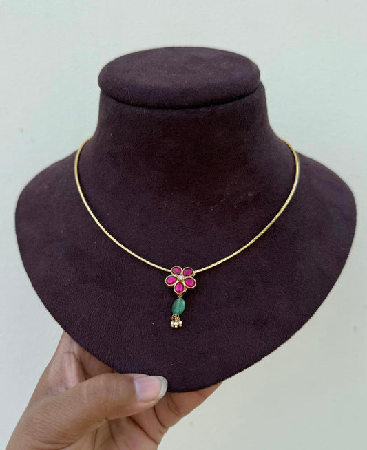 Single flower stylish real kundan necklace
