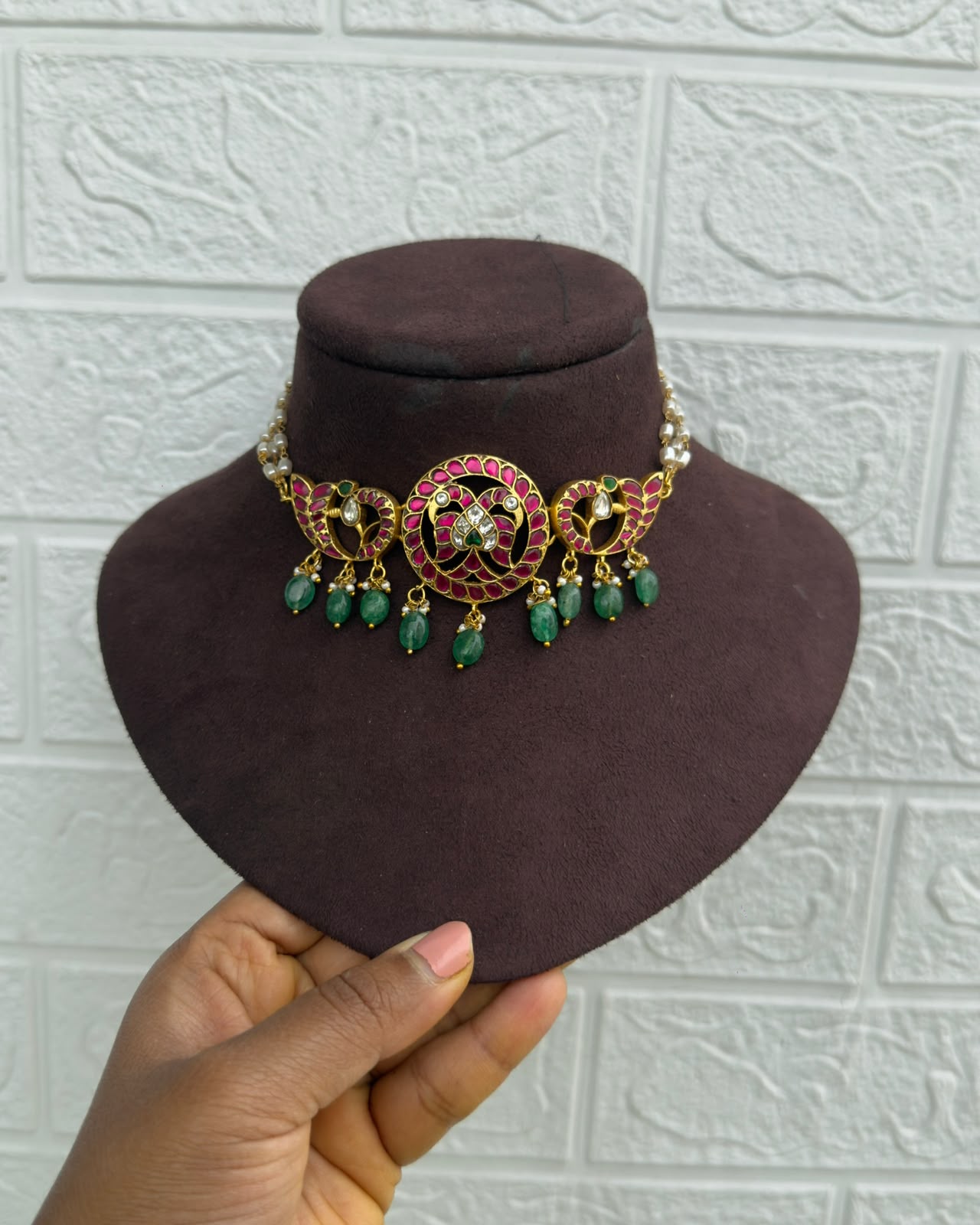 Designer peacock rice pearl choker design3