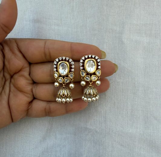 Classy polki elegant cute kundan jhumkas