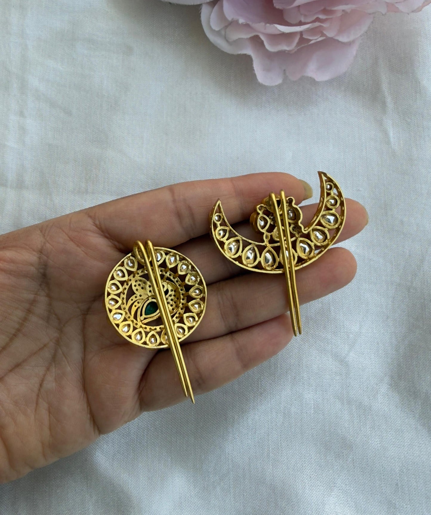 Peacock moissanite sun moon hair pins