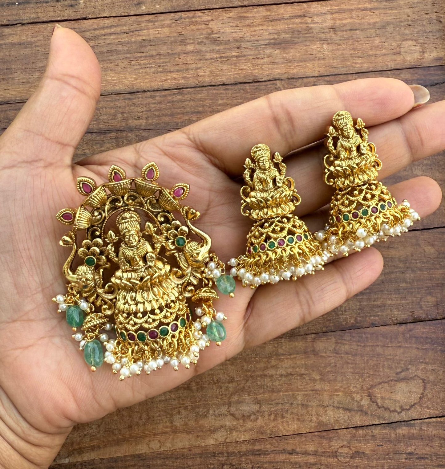 Lakshmi devi locket with earrings design6