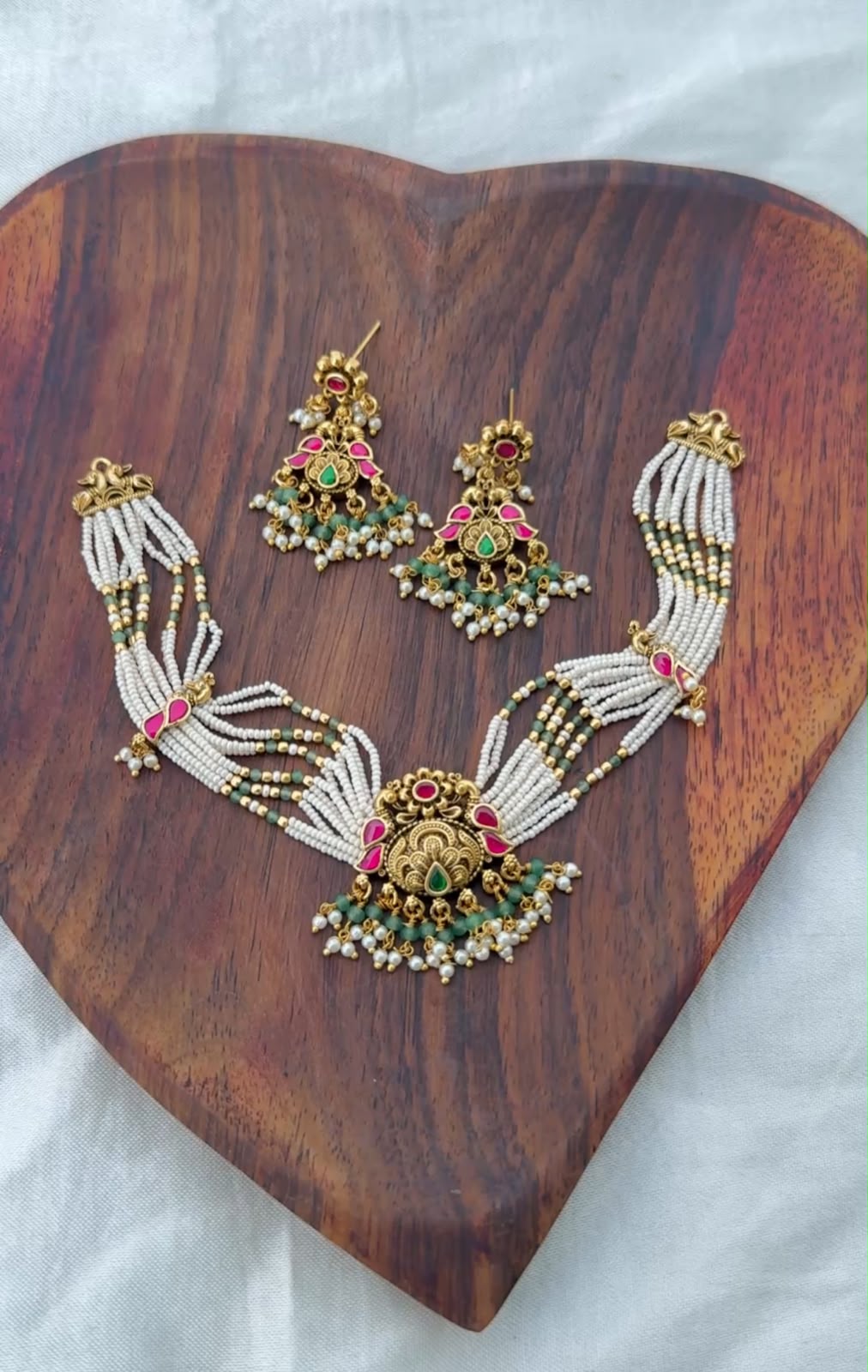 Classy full of peacock real Kundan peacock choker with earrings