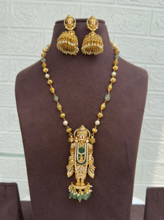 Lord balaji (venkateshwara swamy) long mala with jhumkas