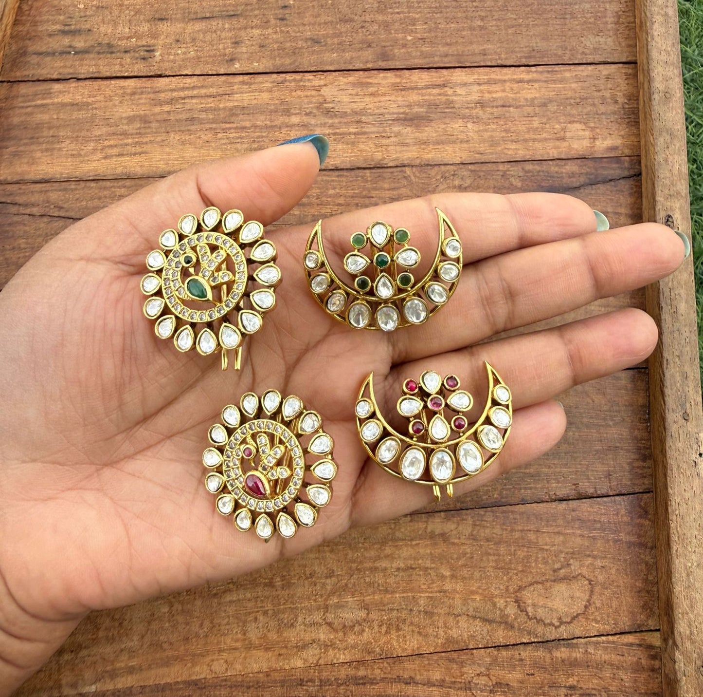 Sun moon uncut diamond hair accessory ( suryudu chandrudu) 8