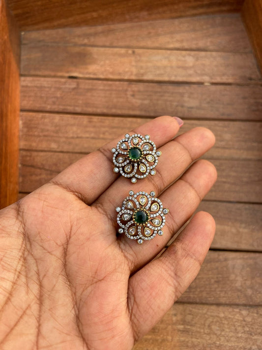 Affordable flower green victorian studs 2 - Alluring Accessories