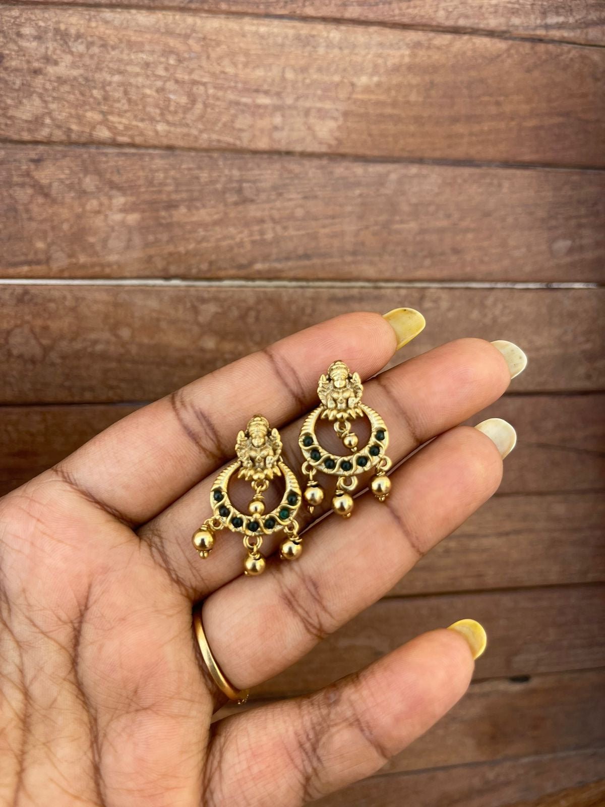 Antique mini lakshmi chandbali earrings - Alluring Accessories