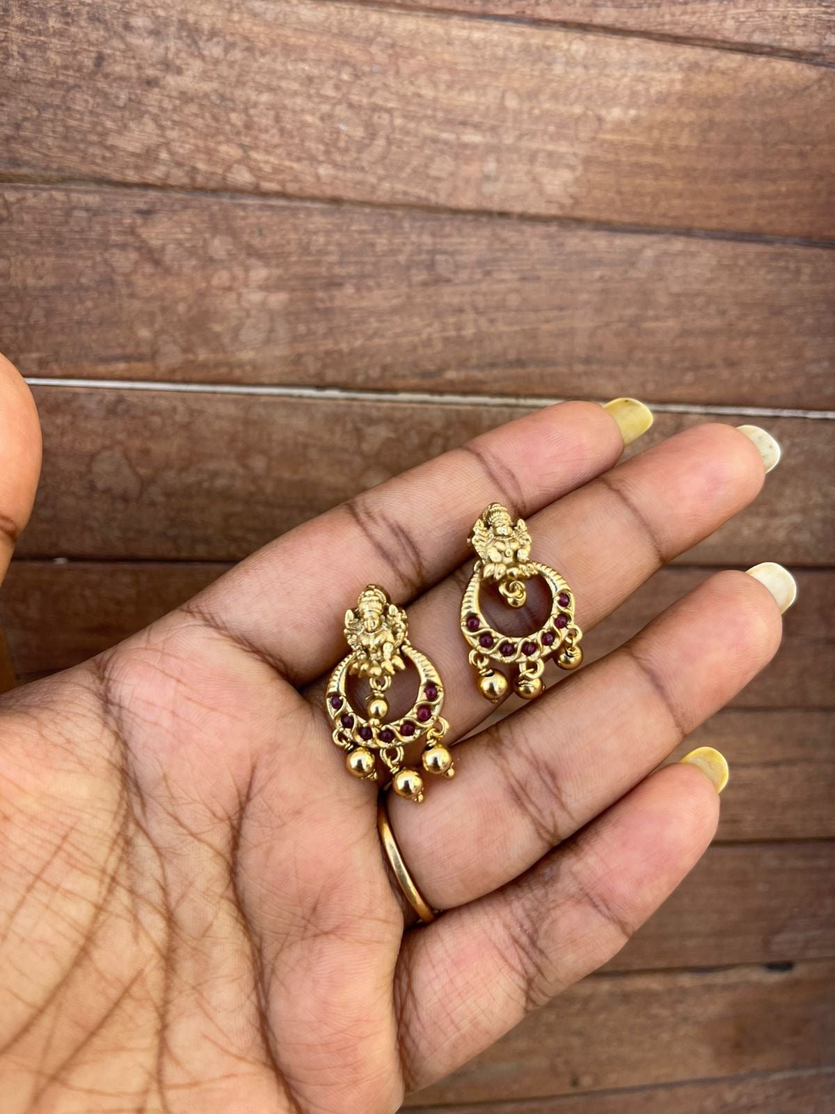 Antique mini lakshmi chandbali earrings - Alluring Accessories