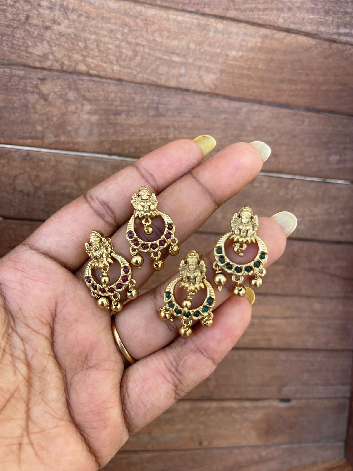 Antique mini lakshmi chandbali earrings - Alluring Accessories