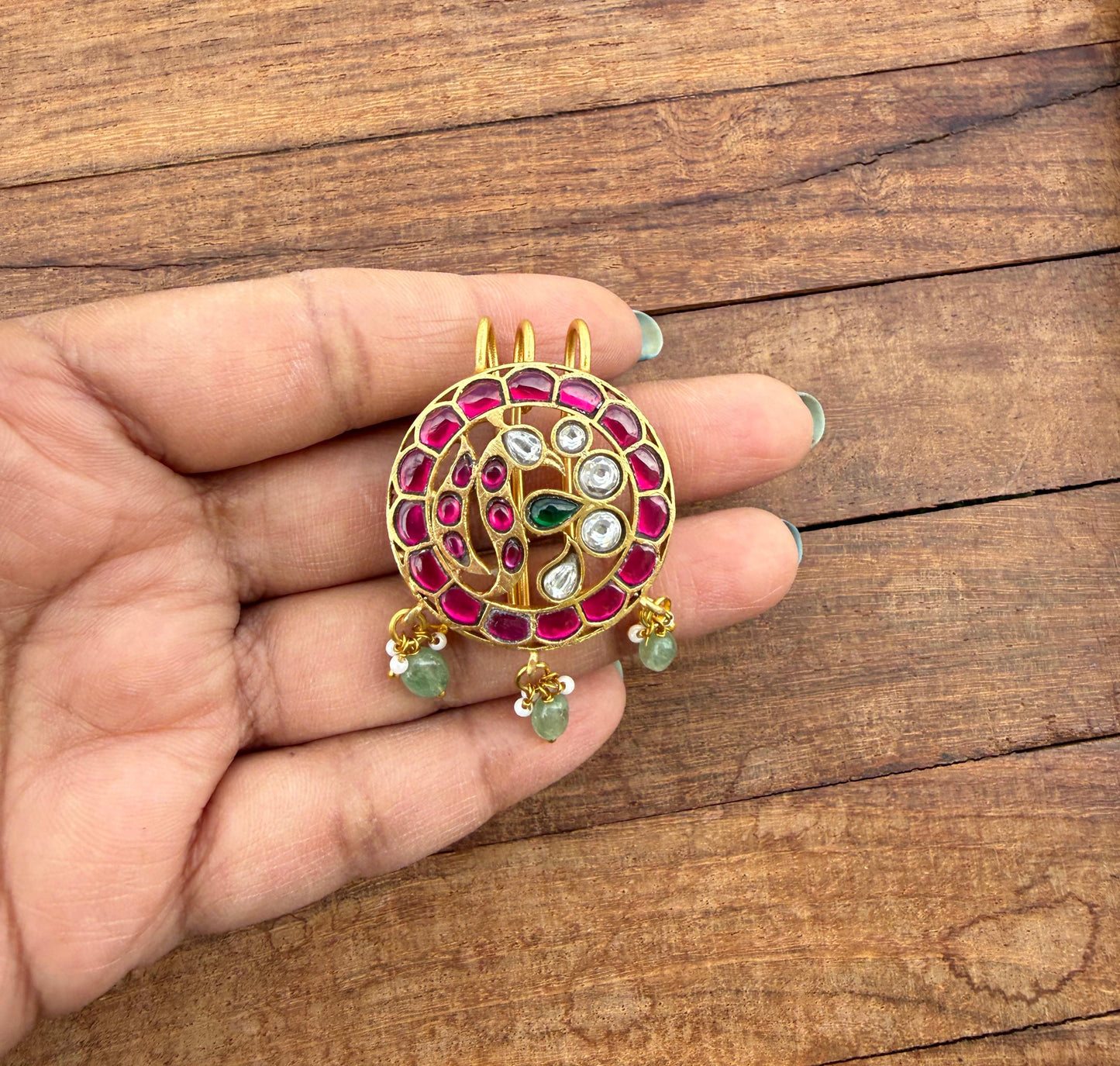 Real kundan peacock hair pin / jada billa accessory 7