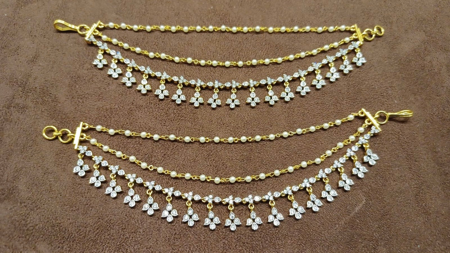 Four stone diamond drop champasavaralu( hair strings)