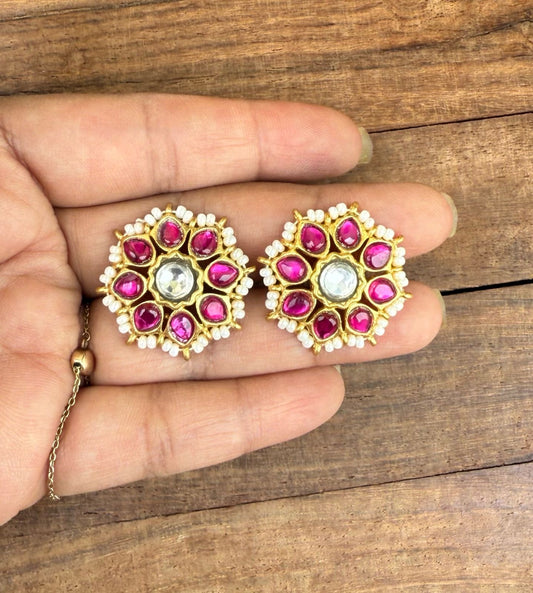 Ruby white real kundan studs 799