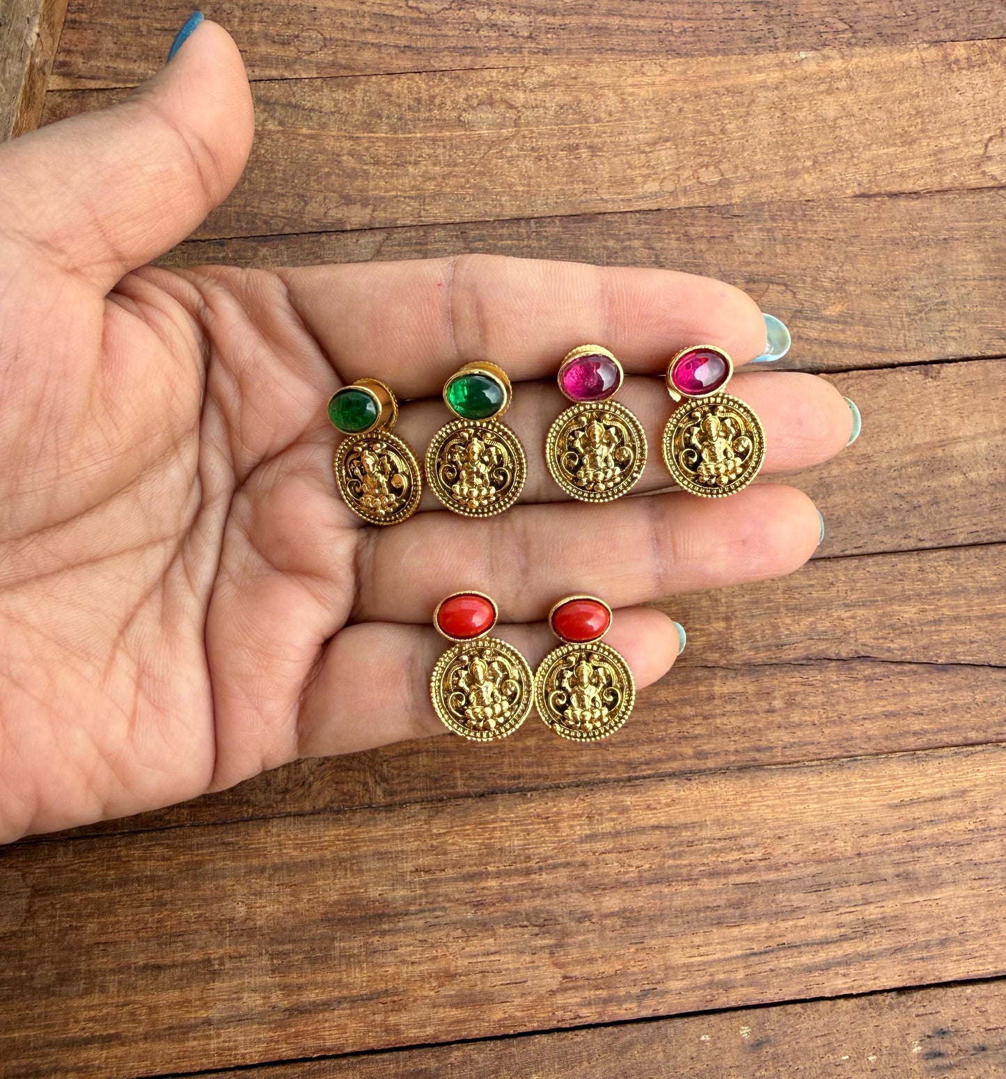 Lakshmi devi kasu earrings With invisible chain