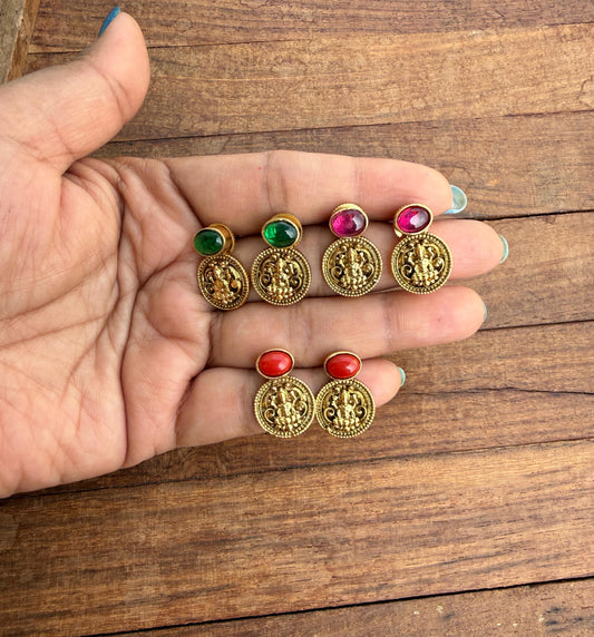 Lakshmi devi kasu earrings With invisible chain
