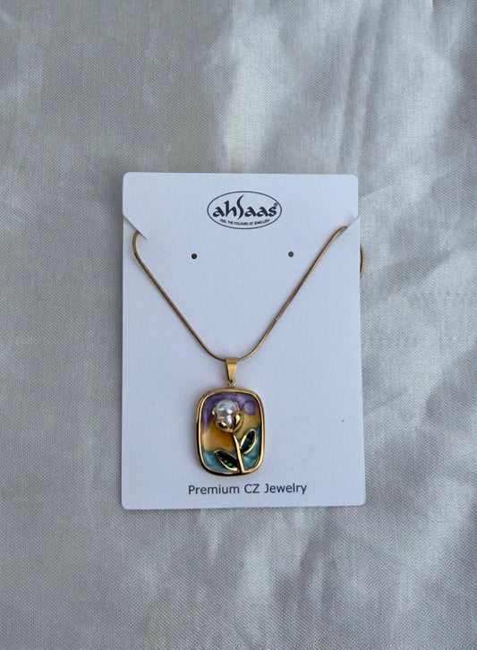 Butterfly yellow blue rose neckline