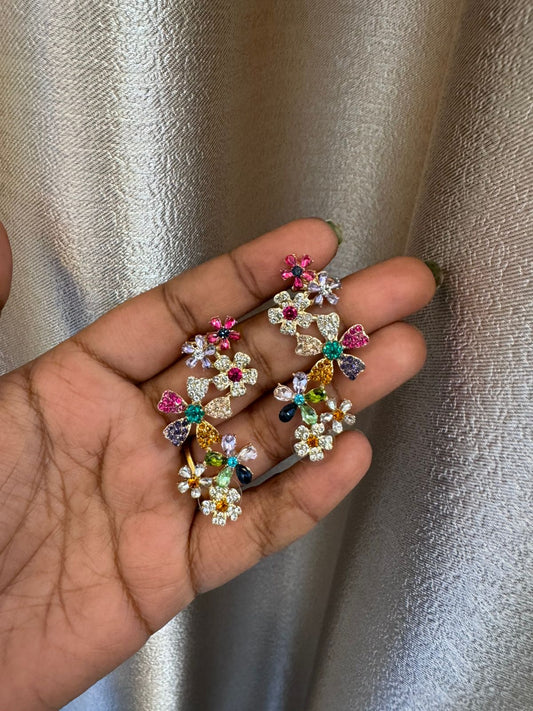 Floral designer stone Earcuffs