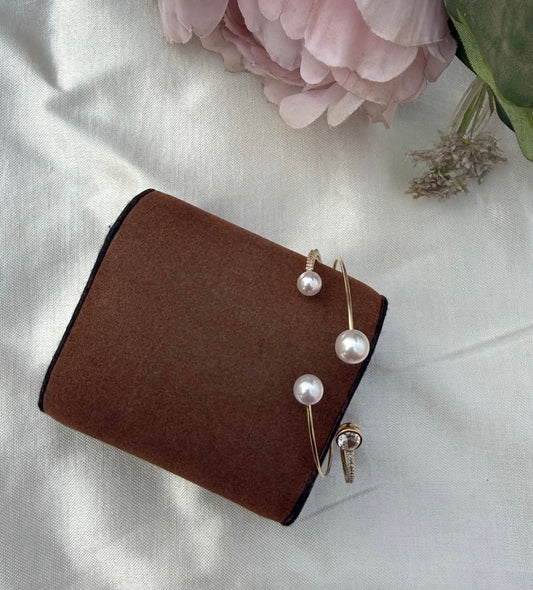 Three pearl sterling silver adjustable bracelet